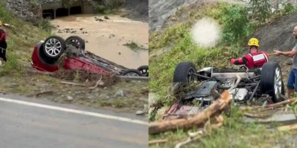 Bebê de um ano morre após carro ser arrastado por enxurrada em Santa Catarina