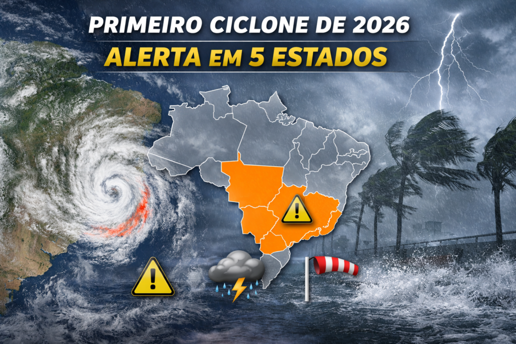 Primeiro ciclone de 2026 deve atingir o Brasil com ventos acima de 100 km h